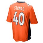 Kooe D.Broncos #40 Justin Strnad Orange Game Jersey