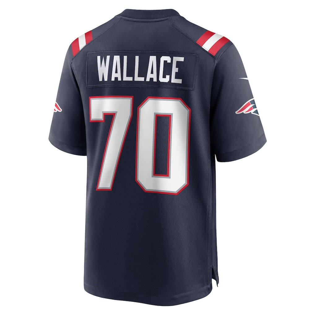 Kooe NE.Patriots #70 Caedan Wallace Navy Game Retired Player Jersey