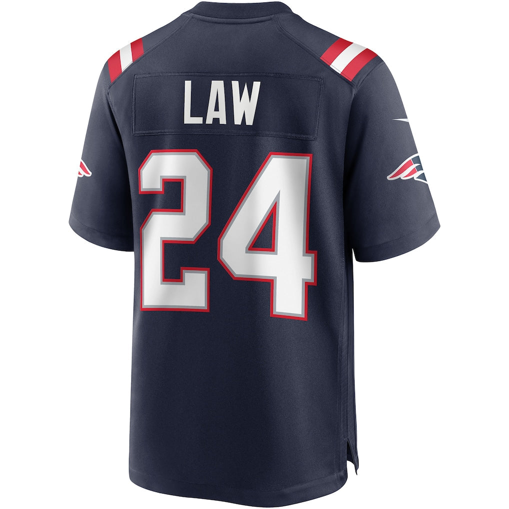 Kooe NE.Patriots #24 Ty Law Navy Game Retired Player Jersey