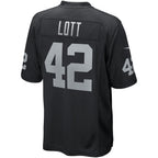 Kooe LV.Raiders #42 Ronnie Lott Black Game Retired Player Jersey