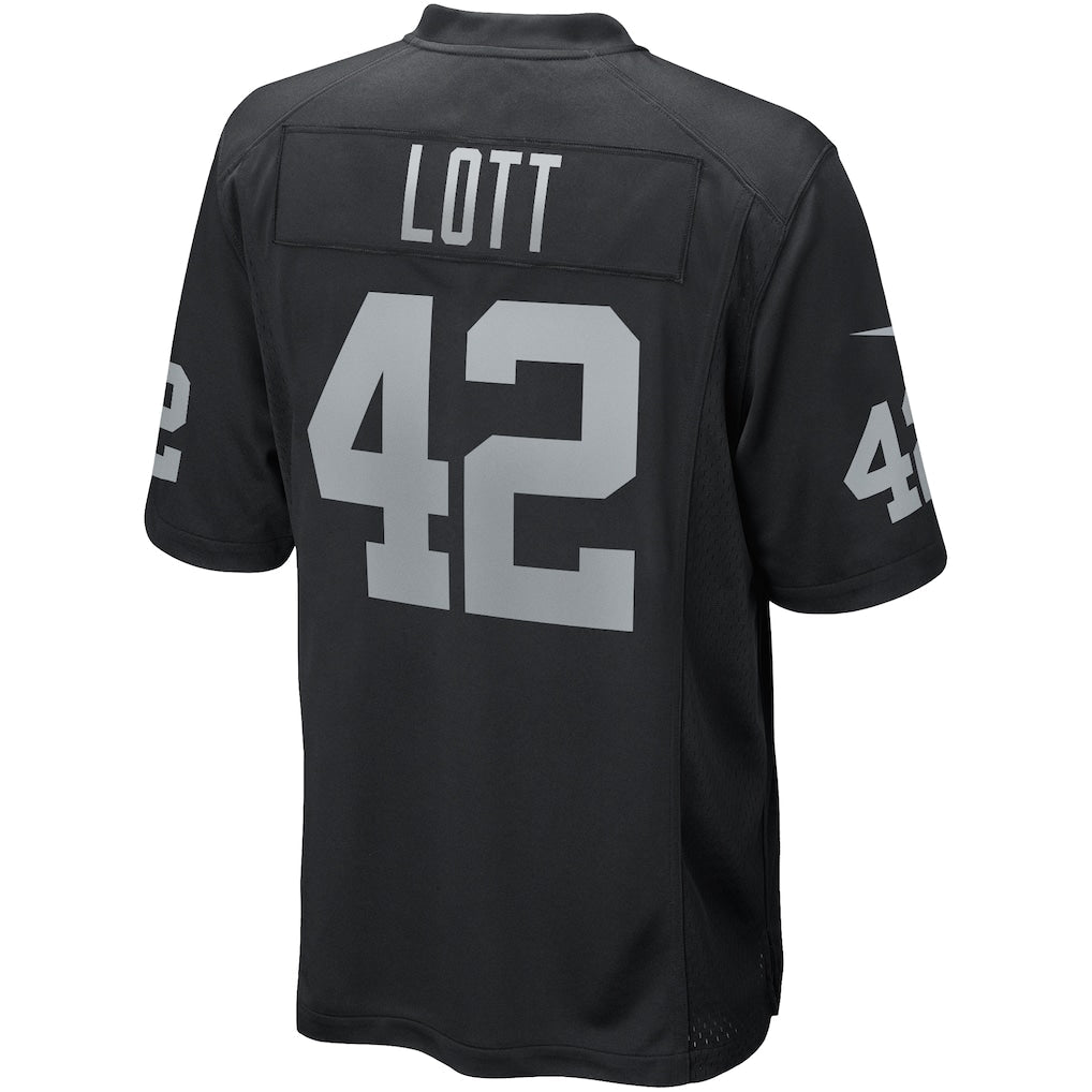 Kooe LV.Raiders #42 Ronnie Lott Black Game Retired Player Jersey