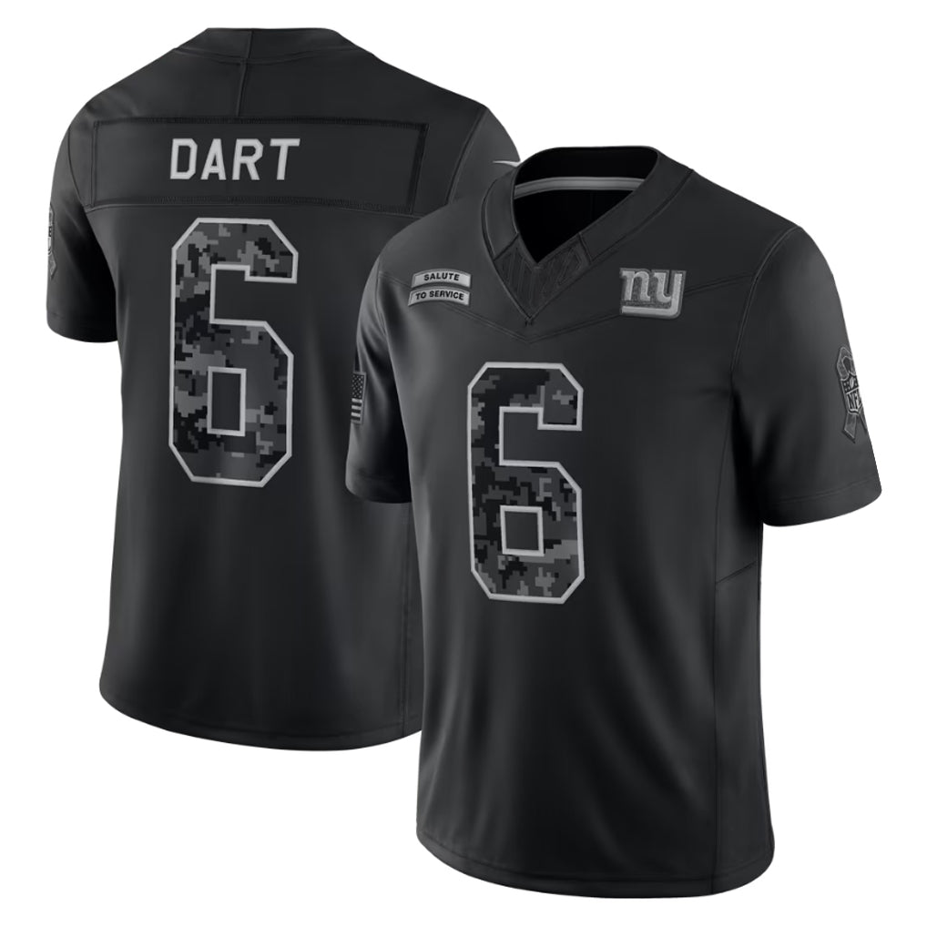 Kooe NY.Giants #6 Jaxson Dart Player Black Limited 2026 Salute to Service Home Game Stitched Jerseys