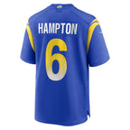 Kooe LA.Rams #6 Rob Nick Hampton Royal Team Game Jersey