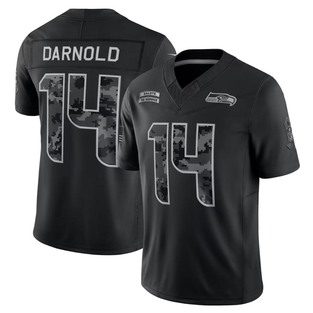 Kooe S.Seahawks #14 Sam Darnold Player Black Limited 2026 Salute to Service Home Game Stitched Jerseys