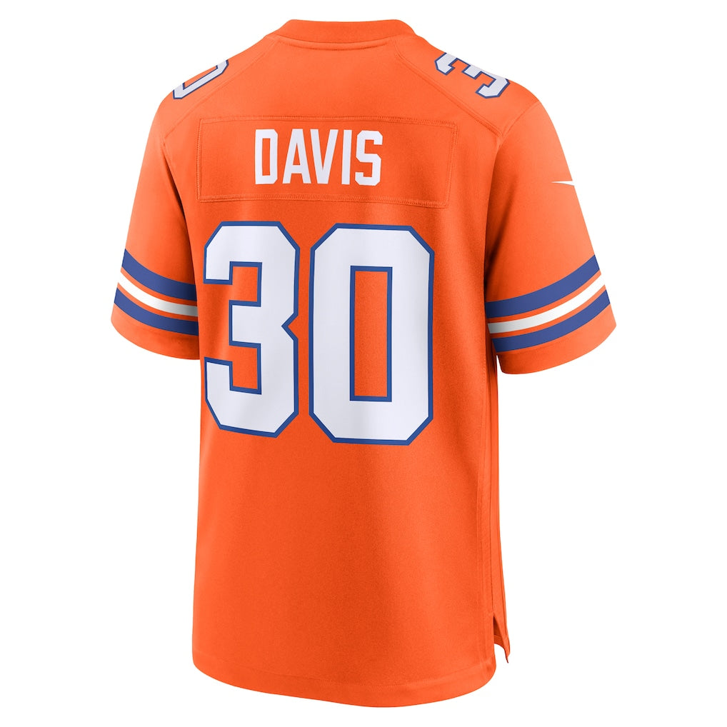 Kooe D.Broncos #30 Terrell Davis Orange Retired Player Alternate Game Jersey