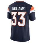 Kooe D.Broncos #33 Javonte Williams Navy Mile High Collection Vapor F.U.S.E. Limited Jersey