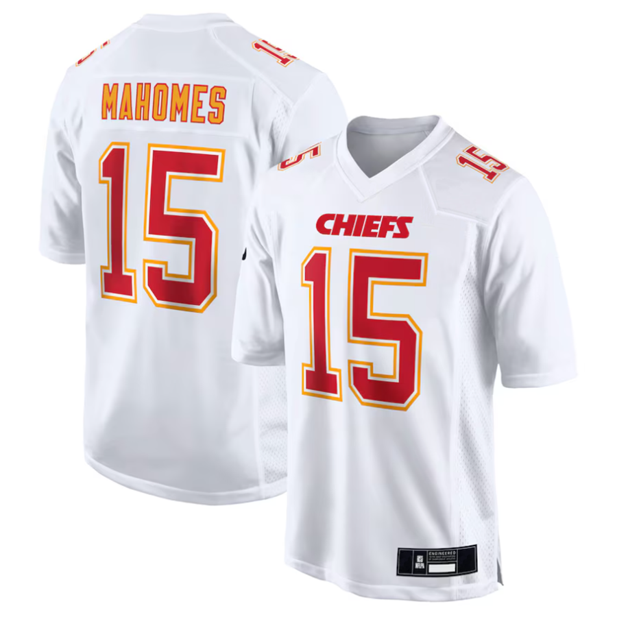 Kooe #15 Patrick Mahomes Player KC.Chiefs Carbon White Fashion Game Stitched Jerseys