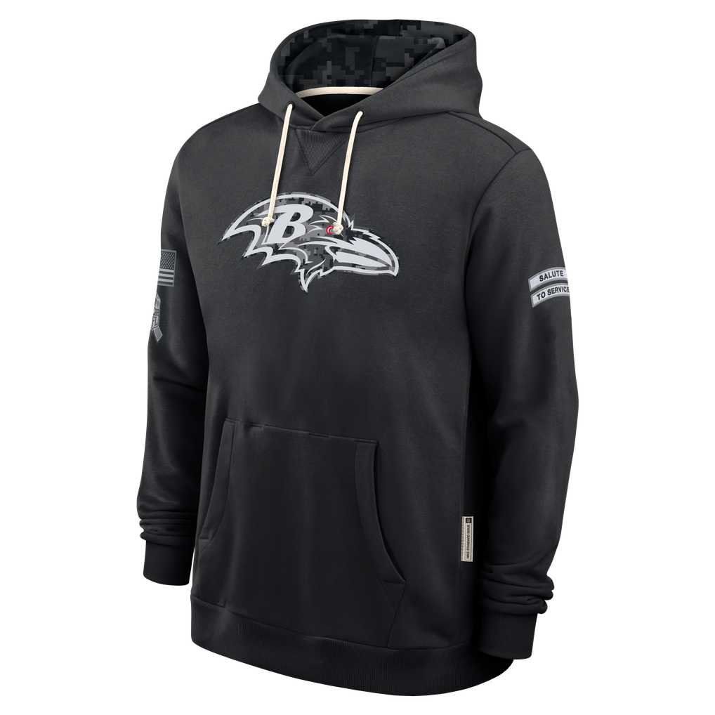 Kooe B.Ravens Black 2026 Salute to Service Sideline Dri-FIT Pullover Hoodie Jerseys
