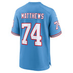 Kooe T.Titans #74 Bruce Matthews Light Blue Retired Player Alternate Game Jersey