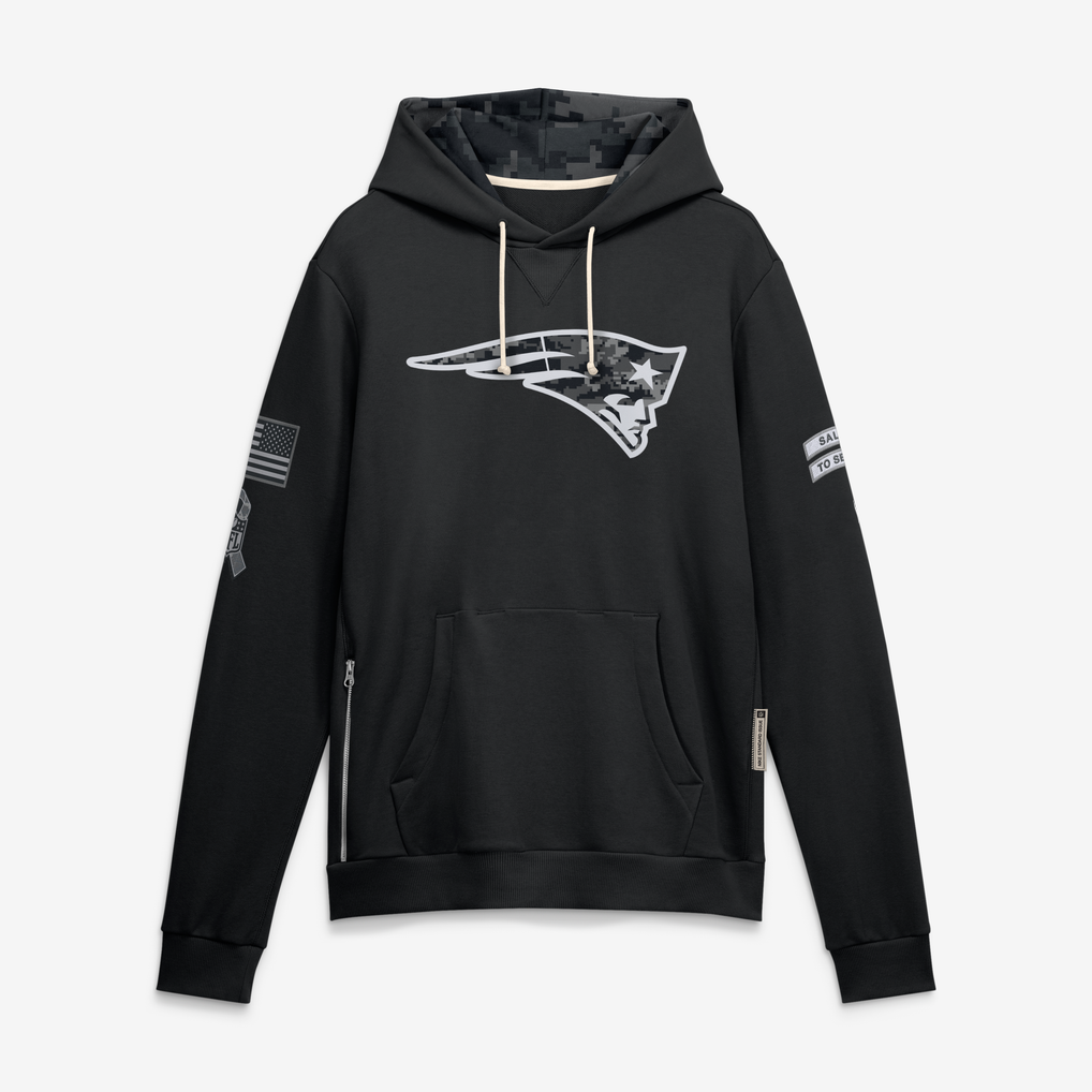Kooe NE.Patriots Black 2026 Salute to Service Sideline Dri-FIT Pullover Hoodie Jerseys