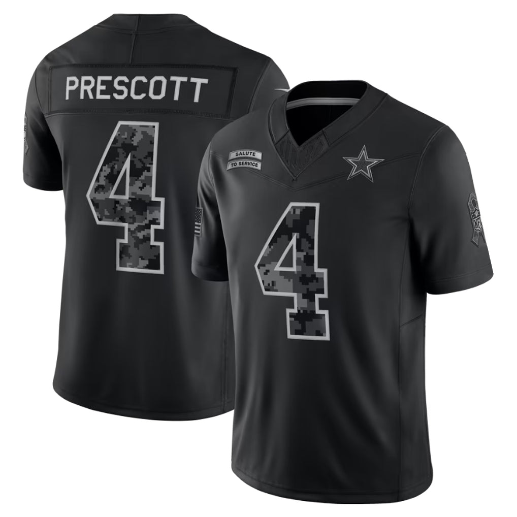 Kooe D.Cowboys #4 Dak Prescott Player Black Limited 2026 Salute to Service Home Game Stitched Jerseys