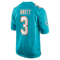 Kooe M.Dolphins #3 K.J. Britt Aqua Team Game Jersey