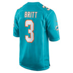 Kooe M.Dolphins #3 K.J. Britt Aqua Team Game Jersey