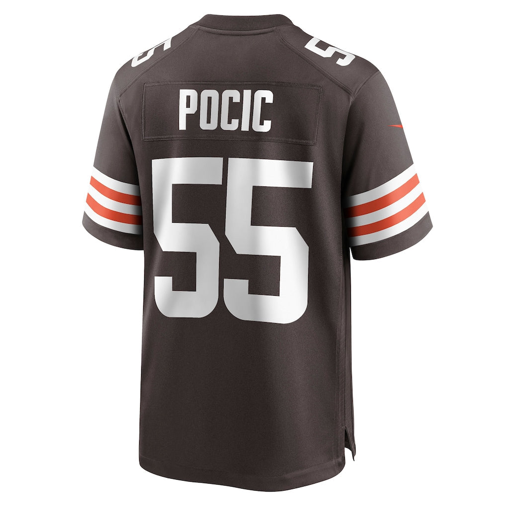 Kooe C.Browns #55 Ethan Pocic Brown Game Jersey