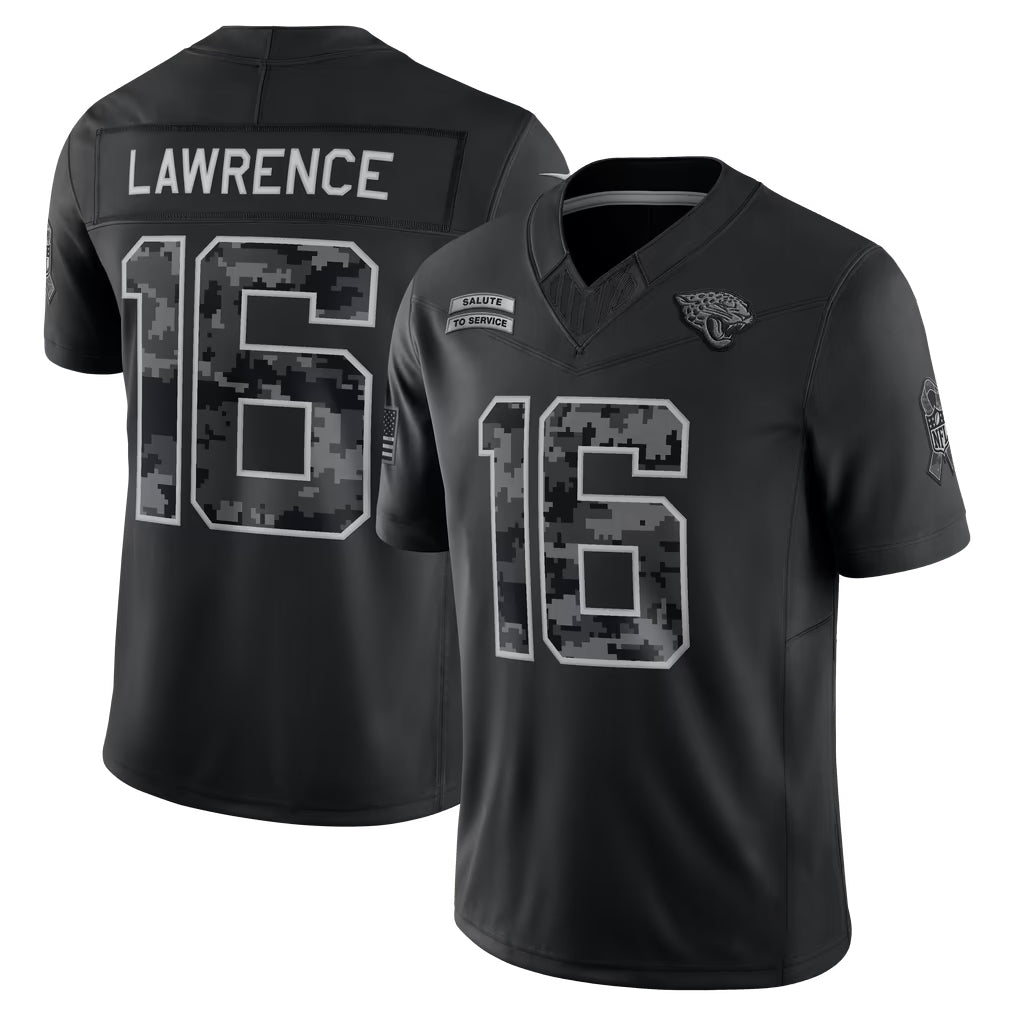 Kooe J.Jaguars #16 Trevor Lawrence Player Black Limited 2026 Salute to Service Home Game Stitched Jerseys