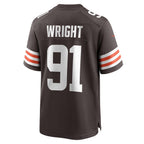 Kooe C.Browns #91 Alex Wright Brown Team Game Jersey