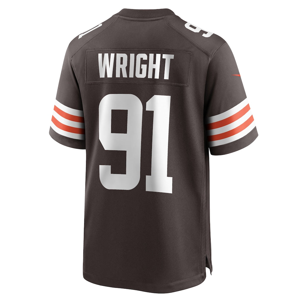 Kooe C.Browns #91 Alex Wright Brown Team Game Jersey