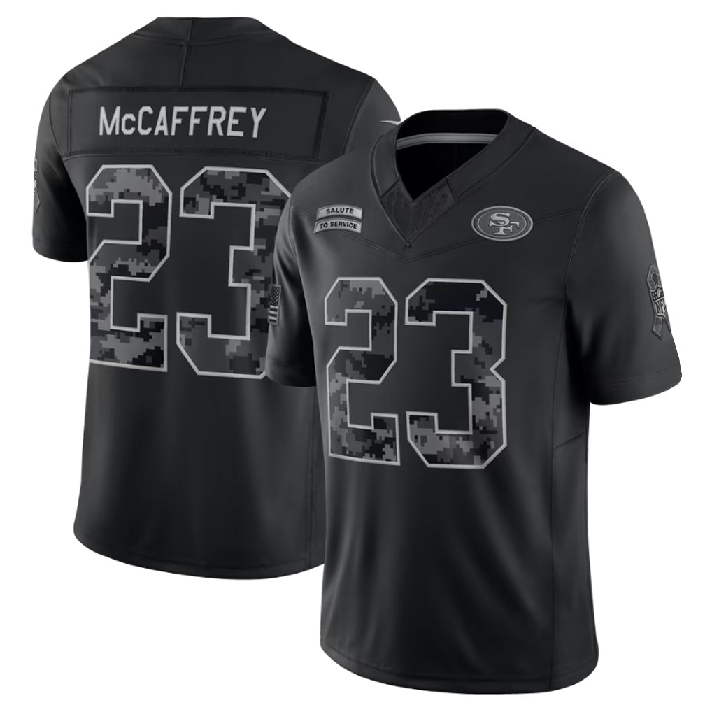 Kooe SF.49ers #23 Christian McCaffrey Player Black Limited 2026 Salute to Service Home Game Stitched Jerseys