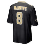 Kooe NO.Saints #8 Archie Manning Black Retired Player Game Jersey