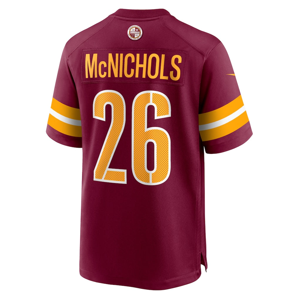 Kooe W.Commanders #26 Jeremy McNichols Burgundy Game Jersey