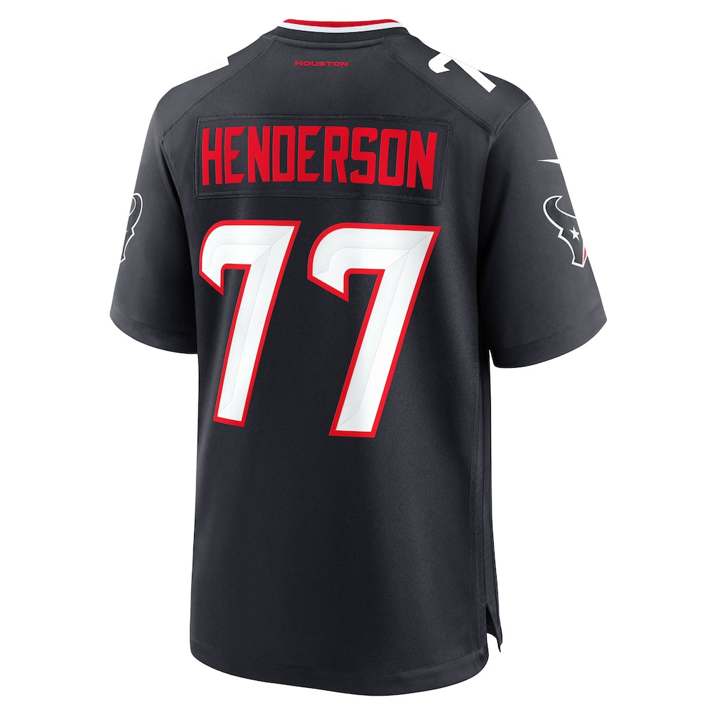 Kooe H.Texans #77 LaDarius Henderson Navy Team Game Jersey