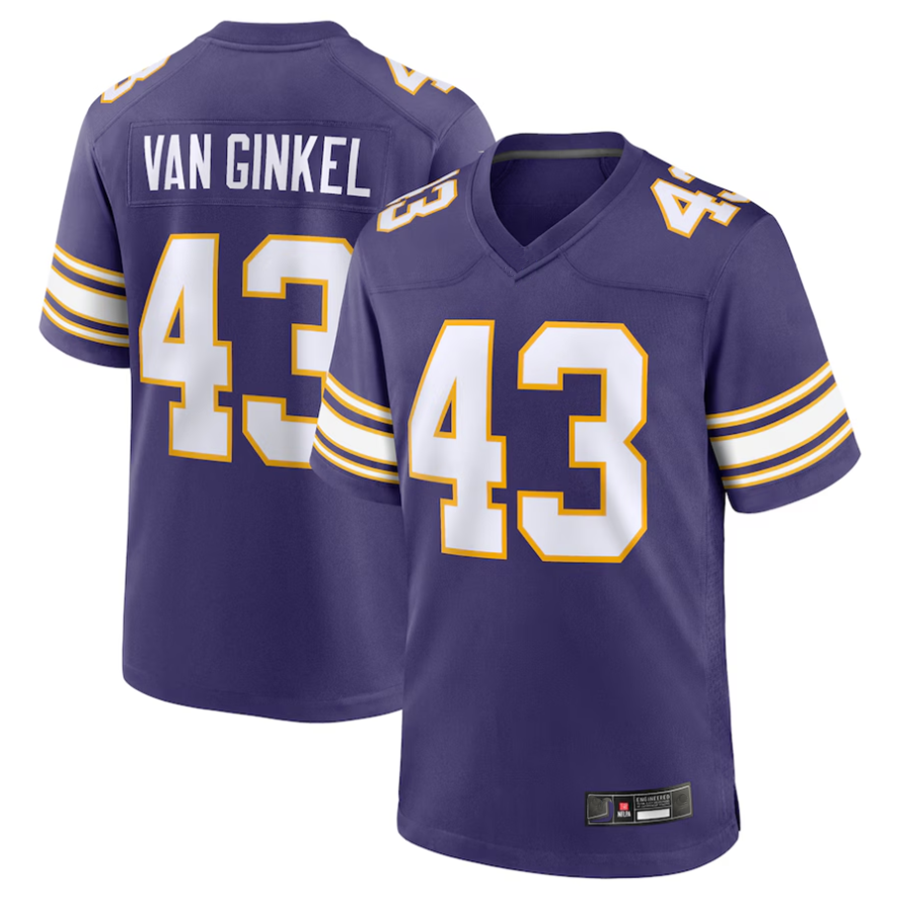 Kooe #43 Andrew Van Ginkel Player MN.Vikings Purple Game Stitched Jerseys
