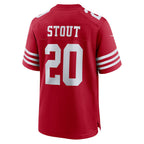 Kooe SF.49ers #20 Upton Stout Scarlet Team Game Jersey