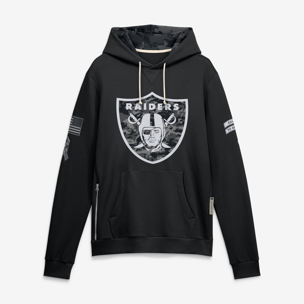 Kooe LV.Raiders Black 2026 Salute to Service Sideline Dri-FIT Pullover Hoodie Jerseys