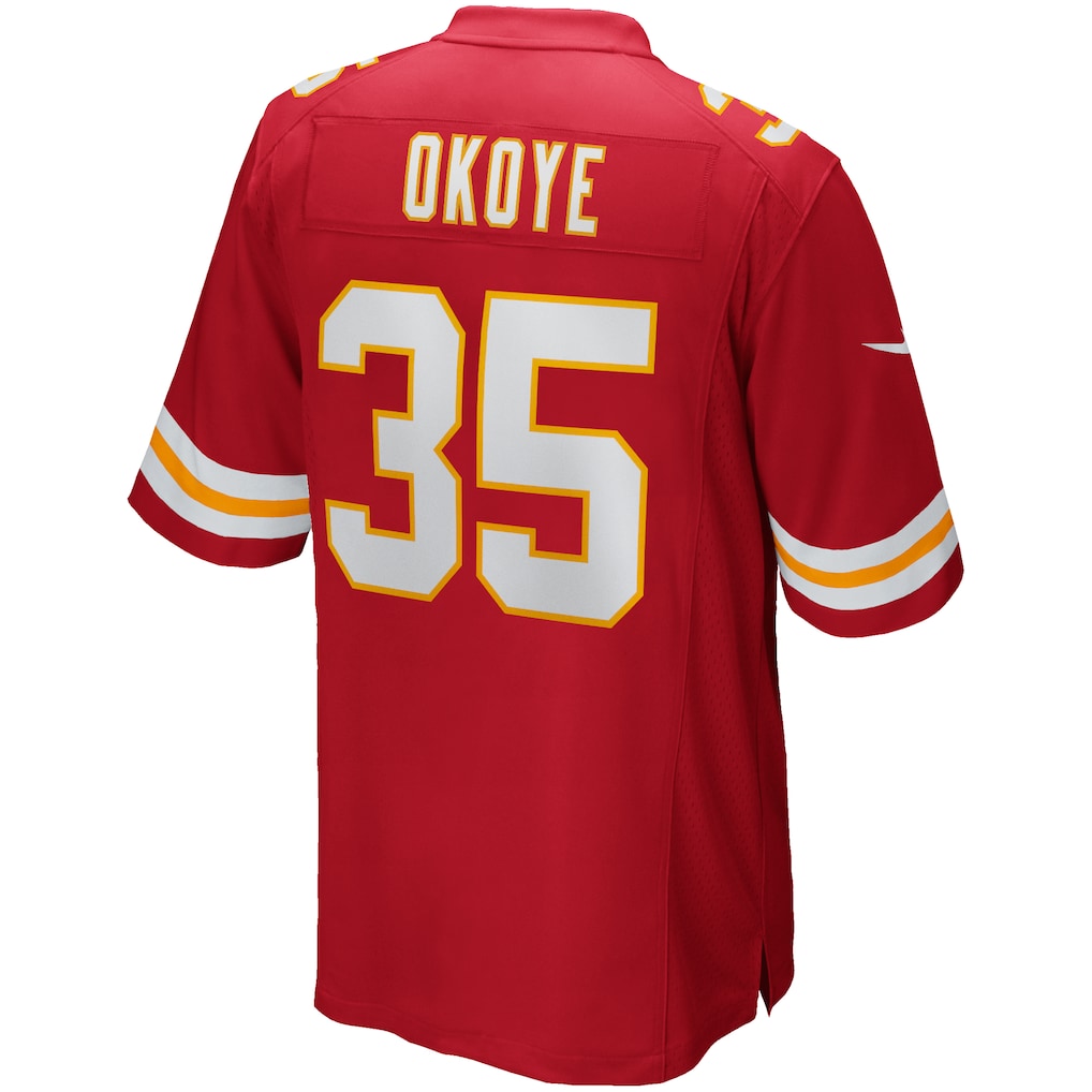Kooe KC.Chiefs #35 Christian Okoye Red Game Retired Player Jersey