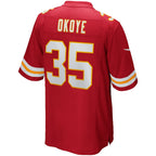 Kooe KC.Chiefs #35 Christian Okoye Red Game Retired Player Jersey