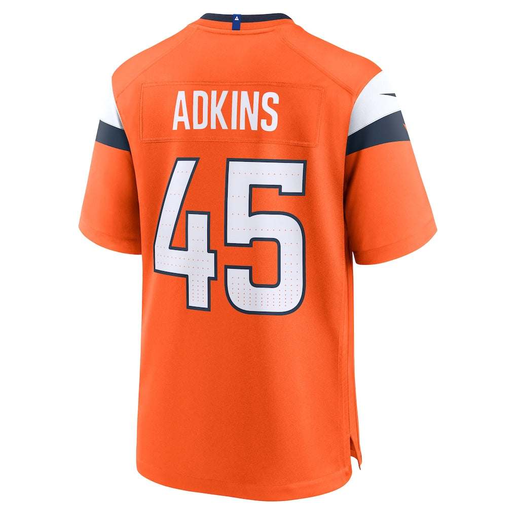 Kooe D.Broncos #45 Nate Adkins Orange Team Game Jersey