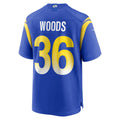 Kooe LA.Rams #36 Charles Woods Royal Game Jersey