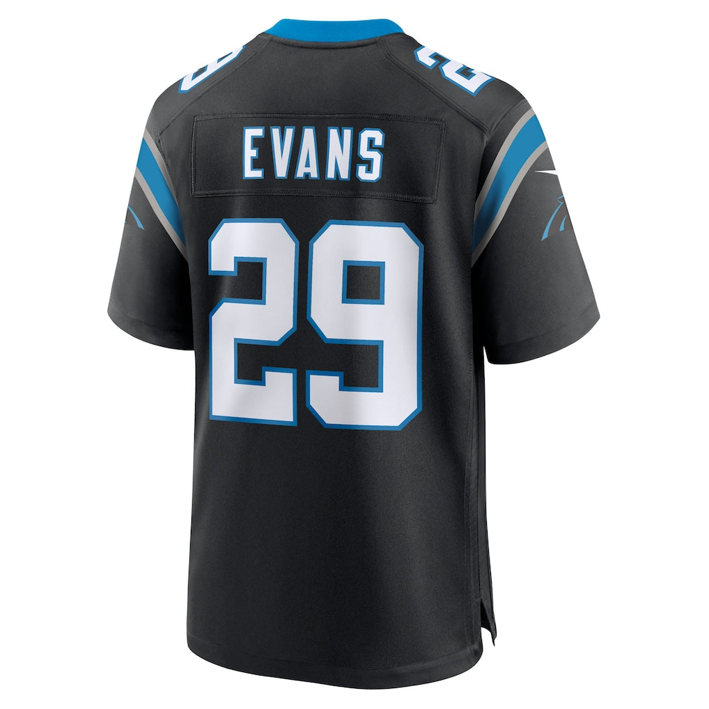 Kooe C.Panthers #29 Akayleb Evans Black Team Game Jersey
