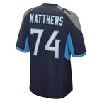 Kooe T.Titans #74 Bruce Matthews Navy Retired Player Jersey