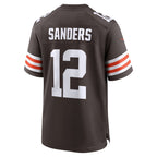 Kooe C.Browns #12 Shedeur Sanders Brown 2025 NFL Draft Game Jersey