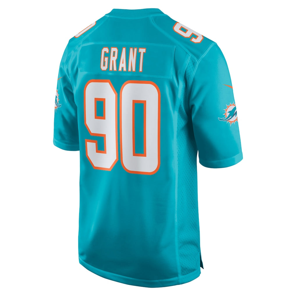 Kooe M.Dolphins #90 Kenneth Grant Aqua 2025 NFL Draft First Round Pick Game Jersey