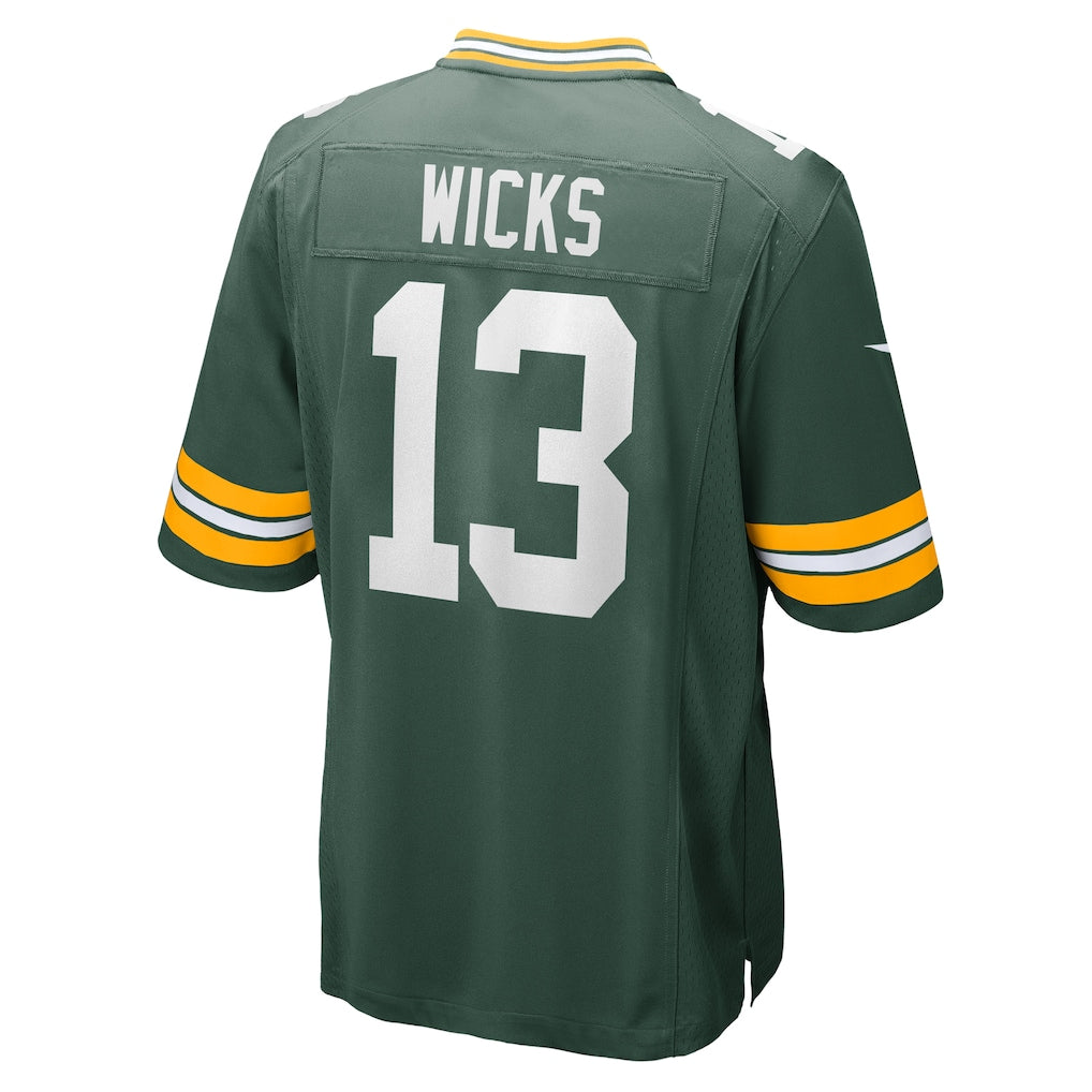 Kooe GB.Packers #13 Dontayvion Wicks Green Game Jersey