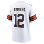 Kooe C.Browns #12 Shedeur Sanders White 2025 NFL Draft Game Jersey