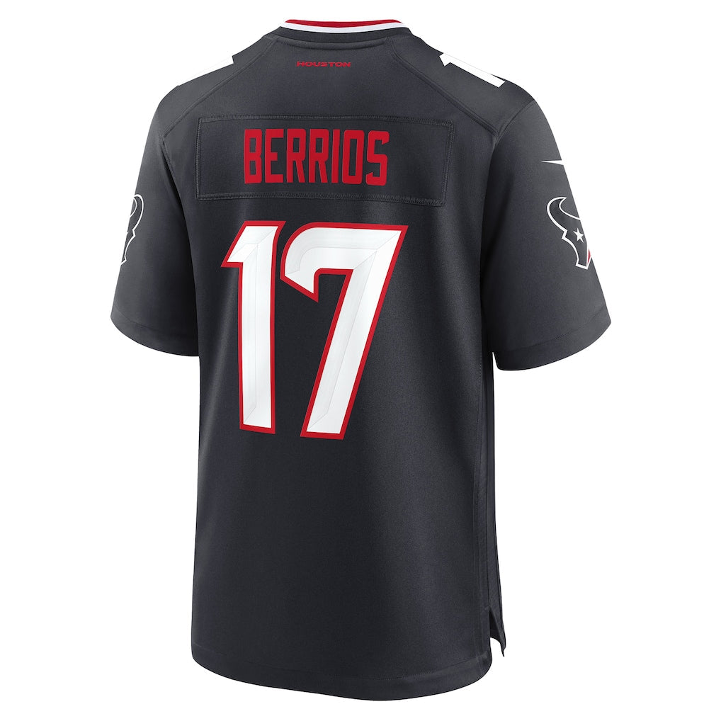 Kooe H.Texans #17 Braxton Berrios Navy Team Game Jersey