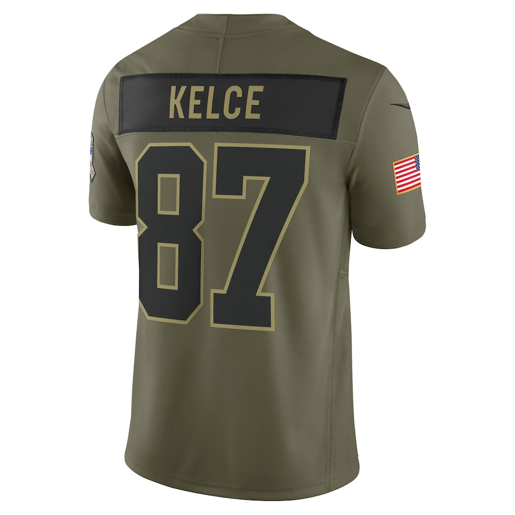 Kooe KC.Chiefs #87 Travis Kelce Olive 2025 Salute to Service Limited Jersey