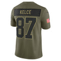 Kooe KC.Chiefs #87 Travis Kelce Olive 2025 Salute to Service Limited Jersey