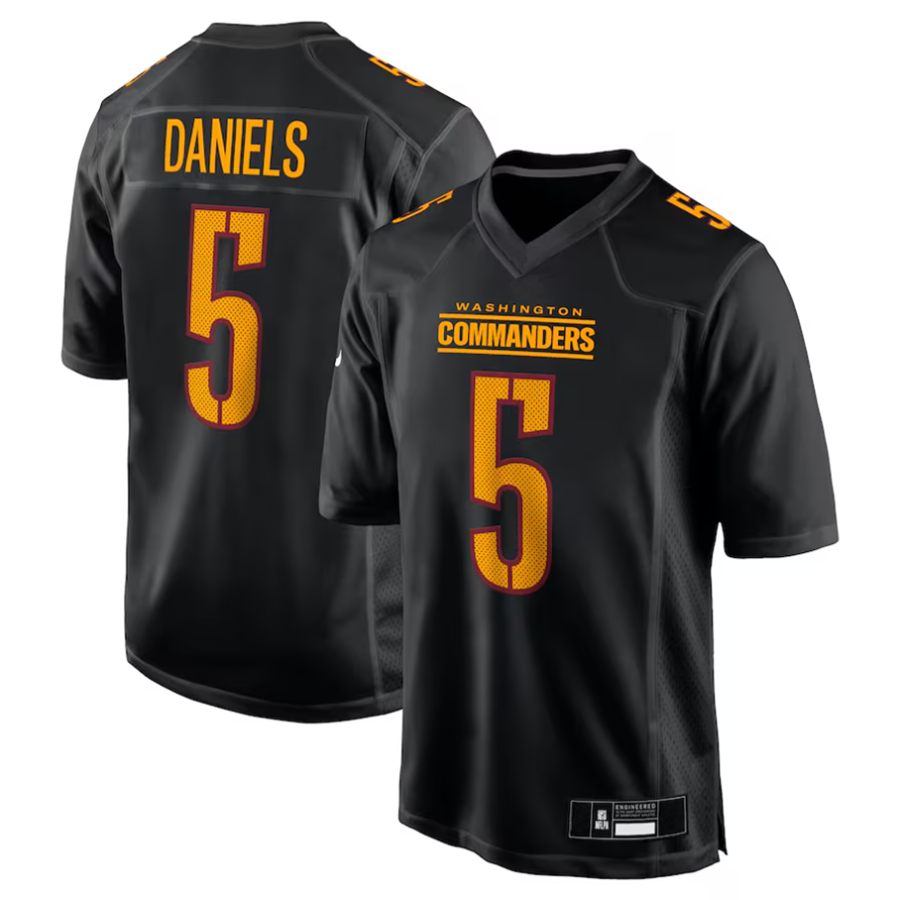 Kooe #5 Jayden Daniels Player W.Commanders Carbon Black Fashion Stitched Jerseys