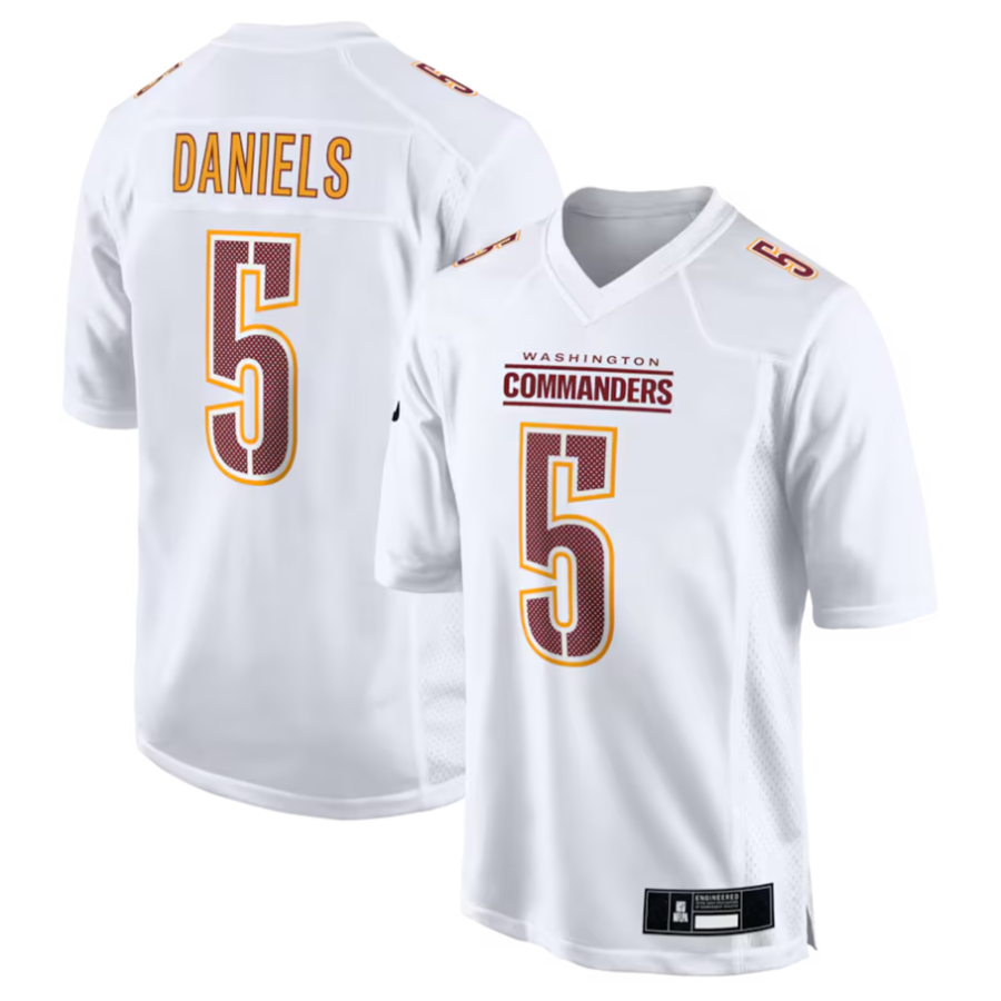 Kooe #5 Jayden Daniels Player W.Commanders Tundra White Fashion Stitched Jerseys