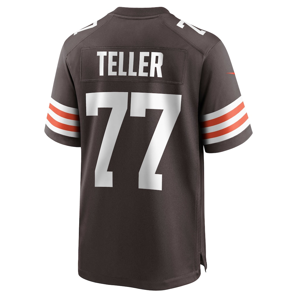 Kooe C.Browns #77 Wyatt Teller Brown Game Jersey