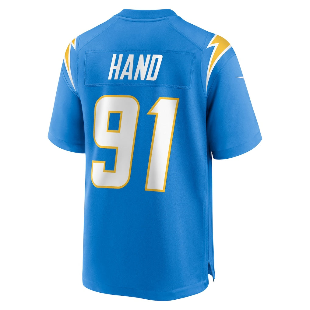 Kooe LA.Chargers #91 Da'Shawn Hand Powder Blue Team Game Jersey