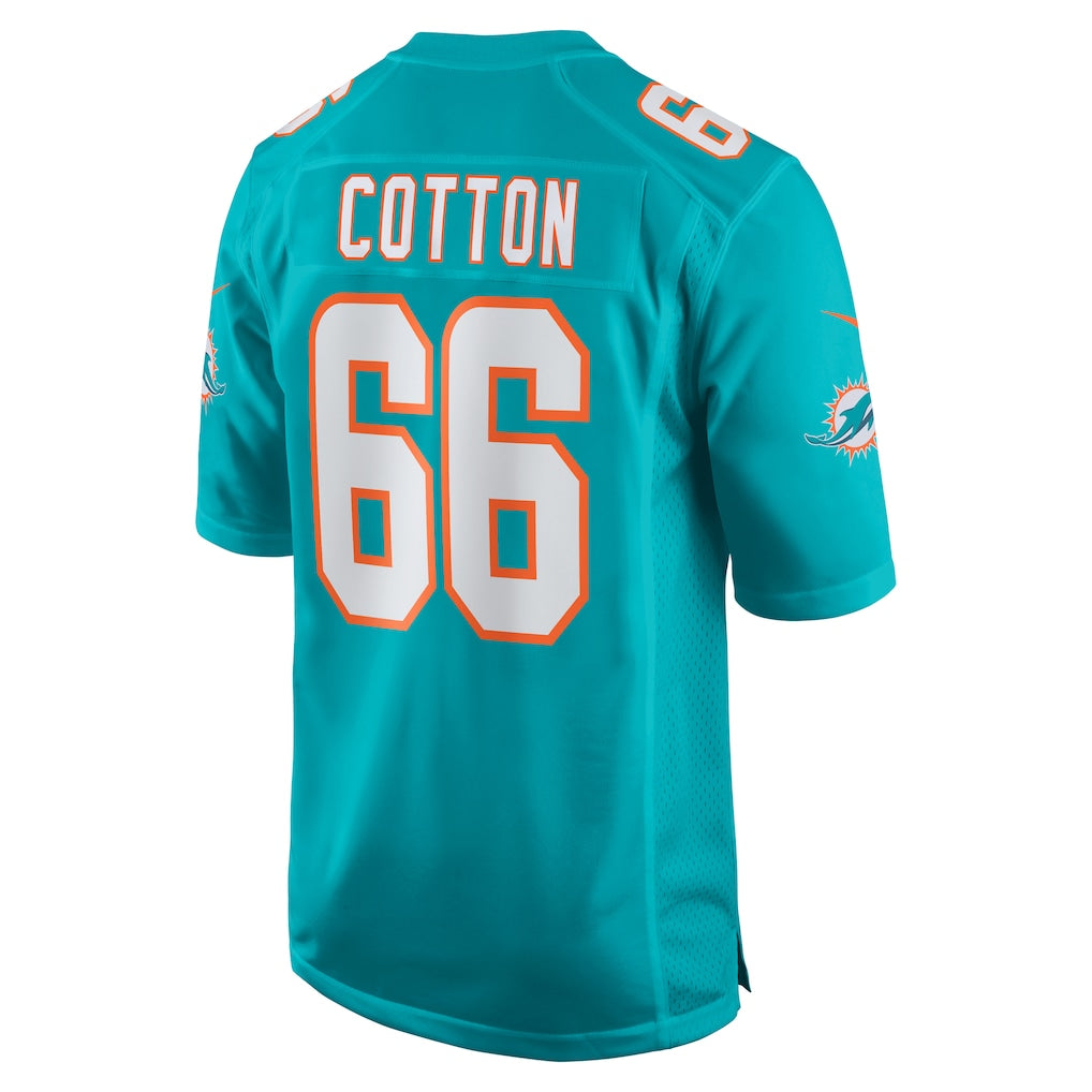 Kooe M.Dolphins #66 Lester Cotton Sr. Aqua Home Game Player Jersey