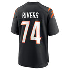 Kooe C.Bengals #74 Jalen Rivers Black Team Game Jersey