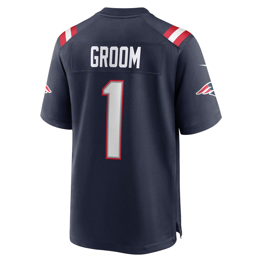 Kooe NE.Patriots #1 Groom Navy Game Jersey