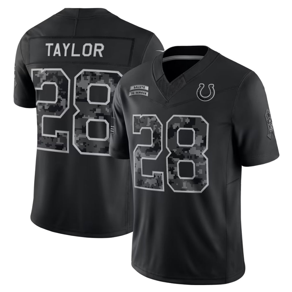 Kooe IN.Colts #28 Jonathan Taylor Player Black Limited 2026 Salute to Service Home Game Stitched Jerseys