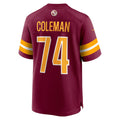 Kooe W.Commanders #74 Brandon Coleman Burgundy Game Jersey